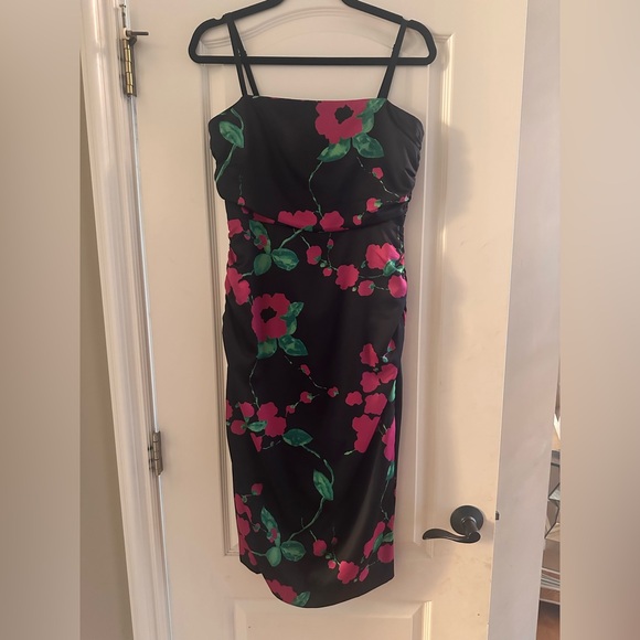 Milly Dayna Painted Floral Sleeveless Satin Cocktail Dress NWT - Picture 3 of 11